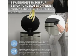 ML-DESIGN Cubo De Basura Para Cocina|Cubo de basura inteligente con sensor de movimiento 30L papelera redonda con apertura y cierre automática de acero con pantalla LED