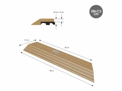 ML-DESIGN Perfil angular de wpc marrón teca esquina derecha 38x2x7,5 cm borde de remate para baldosas con sistema clic aspecto madera para terraza Marru00f3n Clearance