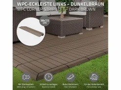 ML-DESIGN Perfil angular de wpc marrón oscuro esquina izquierda 38x2x7,5 cm borde de remate para baldosas con sistema clic aspecto madera para terraza Marru00f3n Online