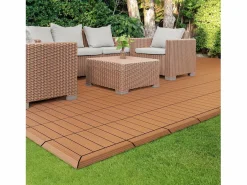 ML-DESIGN Terraza|Perfil angular de wpc marrón claro esquina derecha 38x2x7,5 cm borde de remate para baldosas con sistema clic aspecto madera para terraza
