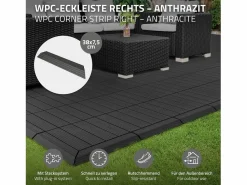Perfil angular de wpc antracita esquina derecha 38x2x7,5 cm borde de remate para baldosas con sistema clic aspecto madera para terraza^ML-DESIGN Clearance