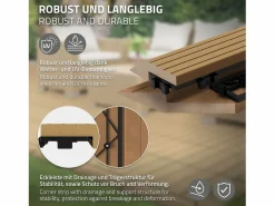ML-DESIGN Terraza|Perfil angular de wpc marrón teca esquina izquierda 38x2x7,5 cm borde de remate para baldosas con sistema clic aspecto madera para terraza
