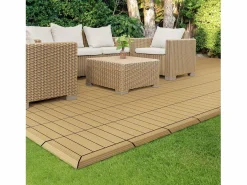 ML-DESIGN Terraza|Perfil angular de wpc marrón teca esquina izquierda 38x2x7,5 cm borde de remate para baldosas con sistema clic aspecto madera para terraza