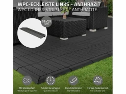 ML-DESIGN Perfil angular de wpc antracita esquina izquierda 38x2x7,5 cm borde de remate para baldosas con sistema clic aspecto madera para terraza Gris antracita Discount