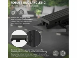 ML-DESIGN Perfil angular de wpc antracita esquina izquierda 38x2x7,5 cm borde de remate para baldosas con sistema clic aspecto madera para terraza Gris antracita Discount