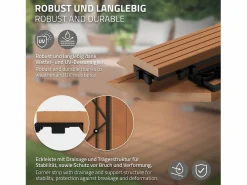 ML-DESIGN Perfil angular de wpc marrón claro esquina izquierda 38x2x7,5 cm borde de remate para baldosas con sistema clic aspecto madera para terraza Marru00f3n Best