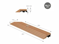 ML-DESIGN Perfil angular de wpc marrón claro esquina izquierda 38x2x7,5 cm borde de remate para baldosas con sistema clic aspecto madera para terraza Marru00f3n Best