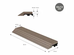 Perfil recto de wpc marrón oscuro 38x2x7,5 cm borde de remate para baldosas con sistema de clic aspecto madera para terraza, piscina o patio^ML-DESIGN Outlet