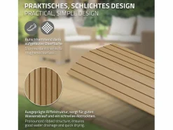 ML-DESIGN Terraza|Perfil recto de wpc marrón teca 38x2x7,5 cm borde de remate para baldosas con sistema de clic aspecto madera para terraza, piscina o patio