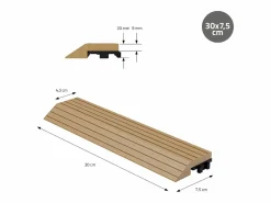 ML-DESIGN Terraza|Perfil recto de wpc marrón teca 38x2x7,5 cm borde de remate para baldosas con sistema de clic aspecto madera para terraza, piscina o patio