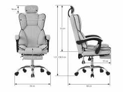Silla de oficina ergonómica, claro, regulable en altura con respaldo alto^ML-DESIGN New