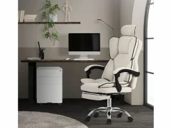 ML-DESIGN Silla de oficina ergonómica, , Altura ajustable con respaldo alto Beige New
