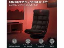 ML-DESIGN Silla Gaming|Sofá gaming ergonómico, negro-, sillón gamer de ordenador, videojuegos asiento gamer de suelo giratorio 360° y ajustable