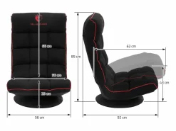 ML-DESIGN Silla Gaming|Sofá gaming ergonómico, negro-, sillón gamer de ordenador, videojuegos asiento gamer de suelo giratorio 360° y ajustable
