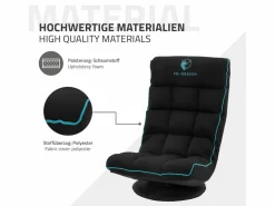 ML-DESIGN Sofá gaming ergonómico, negro-turquesa, sillón gamer de ordenador, videojuegos asiento gamer de suelo giratorio 360° y ajustable Azul turquesa Outlet