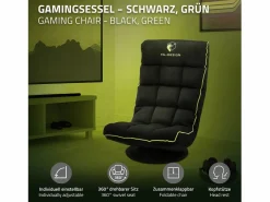 Sofá gaming ergonómico, negro-, sillón gamer de ordenador, videojuegos asiento gamer de suelo giratorio 360° y ajustable^ML-DESIGN Sale