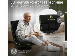 Sofá gaming ergonómico, negro-, sillón gamer de ordenador, videojuegos asiento gamer de suelo giratorio 360° y ajustable^ML-DESIGN Sale