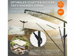 ML-DESIGN Sombrilla de jardín Ø330cm de aluminio parasol volafiza de terraza con soporte, giratoria 360° e inclinable con manivela Beige Best