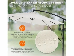 ML-DESIGN Sombrilla de jardín Ø330cm de aluminio parasol volafiza de terraza con soporte, giratoria 360° e inclinable con manivela Beige Best