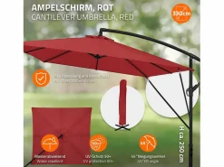 Sombrilla de jardín Ø330cm de aluminio antracita parasol volafiza de terraza con soporte, giratoria 360° e inclinable con manivela^ML-DESIGN Hot