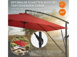 Sombrilla de jardín Ø330cm de aluminio antracita parasol volafiza de terraza con soporte, giratoria 360° e inclinable con manivela^ML-DESIGN Hot