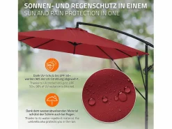 Sombrilla de jardín Ø330cm de aluminio antracita parasol volafiza de terraza con soporte, giratoria 360° e inclinable con manivela^ML-DESIGN Hot