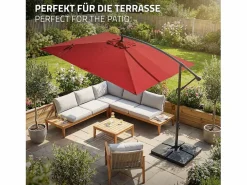 Sombrilla de jardín Ø330cm de aluminio antracita parasol volafiza de terraza con soporte, giratoria 360° e inclinable con manivela^ML-DESIGN Hot
