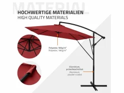 Sombrilla de jardín Ø330cm de aluminio antracita parasol volafiza de terraza con soporte, giratoria 360° e inclinable con manivela^ML-DESIGN Hot