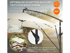 ML-DESIGN Sombrilla|Sombrilla de jardín con LED solar Ø330cm de aluminio parasol volafiza de terraza con soporte, giratoria 360° e inclinable