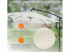 ML-DESIGN Sombrilla|Sombrilla de jardín con LED solar Ø330cm de aluminio parasol volafiza de terraza con soporte, giratoria 360° e inclinable