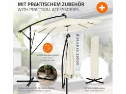 ML-DESIGN Sombrilla|Sombrilla de jardín con LED solar Ø330cm de aluminio parasol volafiza de terraza con soporte, giratoria 360° e inclinable