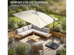 ML-DESIGN Sombrilla|Sombrilla de jardín con LED solar Ø330cm de aluminio parasol volafiza de terraza con soporte, giratoria 360° e inclinable