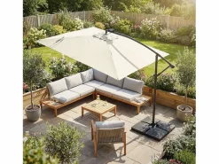 ML-DESIGN Sombrilla|Sombrilla de jardín con LED solar Ø330cm de aluminio parasol volafiza de terraza con soporte, giratoria 360° e inclinable