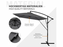 Sombrilla de jardín Ø330cm de aluminio antracita parasol volafiza de terraza con soporte, giratoria 360° e inclinable con manivela^ML-DESIGN Sale