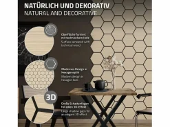 ML-Design 2x Paneles acústicos hexagonales de pared MDF color roble 66,5x81x2cm 1 m² tratamiento de insonorización absorbente de ruido para set up Color natural claro Discount