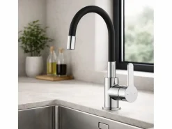 Essebagno Mémory Mezclador para fregadero cromado con manguera flexible con memoria de forma Plateado Clearance