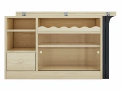 Mobiliario de bar, Buffet con mesa plegable retráctil - gran espacio de almacenamiento - Natural y Negro^ModernLuxe New
