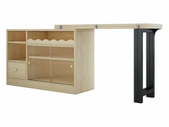 Mobiliario de bar, Buffet con mesa plegable retráctil - gran espacio de almacenamiento - Natural y Negro^ModernLuxe New