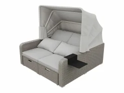 Mobiliario de jardín extensible - Sofá lounge de ratán PE con dosel ajustable - estructura de acero - Taupe^ModernLuxe New