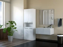 MOBY - Mueble de baño con dos cestas - Tiradores minimalistas - 174x60x30 - Torre de almacenamiento^TOPESHOP