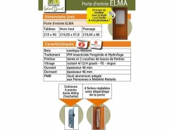 GD Menuiseries Modelo 'Elma' Puerta de entrada 215X90 Tamaño de la mesa de empuje izquierda sin manilla Marru00f3n Sale