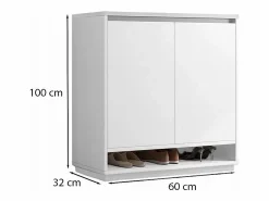 MODERNA CÓMODA BLANCA CON GRAN CAPACIDAD PARA ZAPATOS ESTANTERÍA DE 2 PUERTAS ESTRECHA Blanco Online
