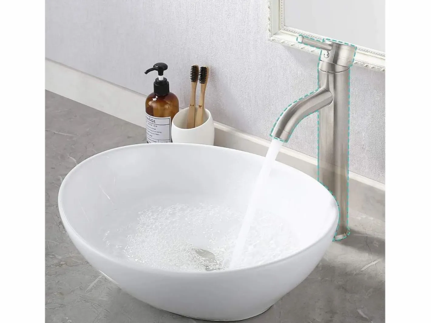 DripeX Moderno fregadero ovalado de cerámica, lavabo del baño, bandeja de lavado , 410x340x150 mm Blanco Best