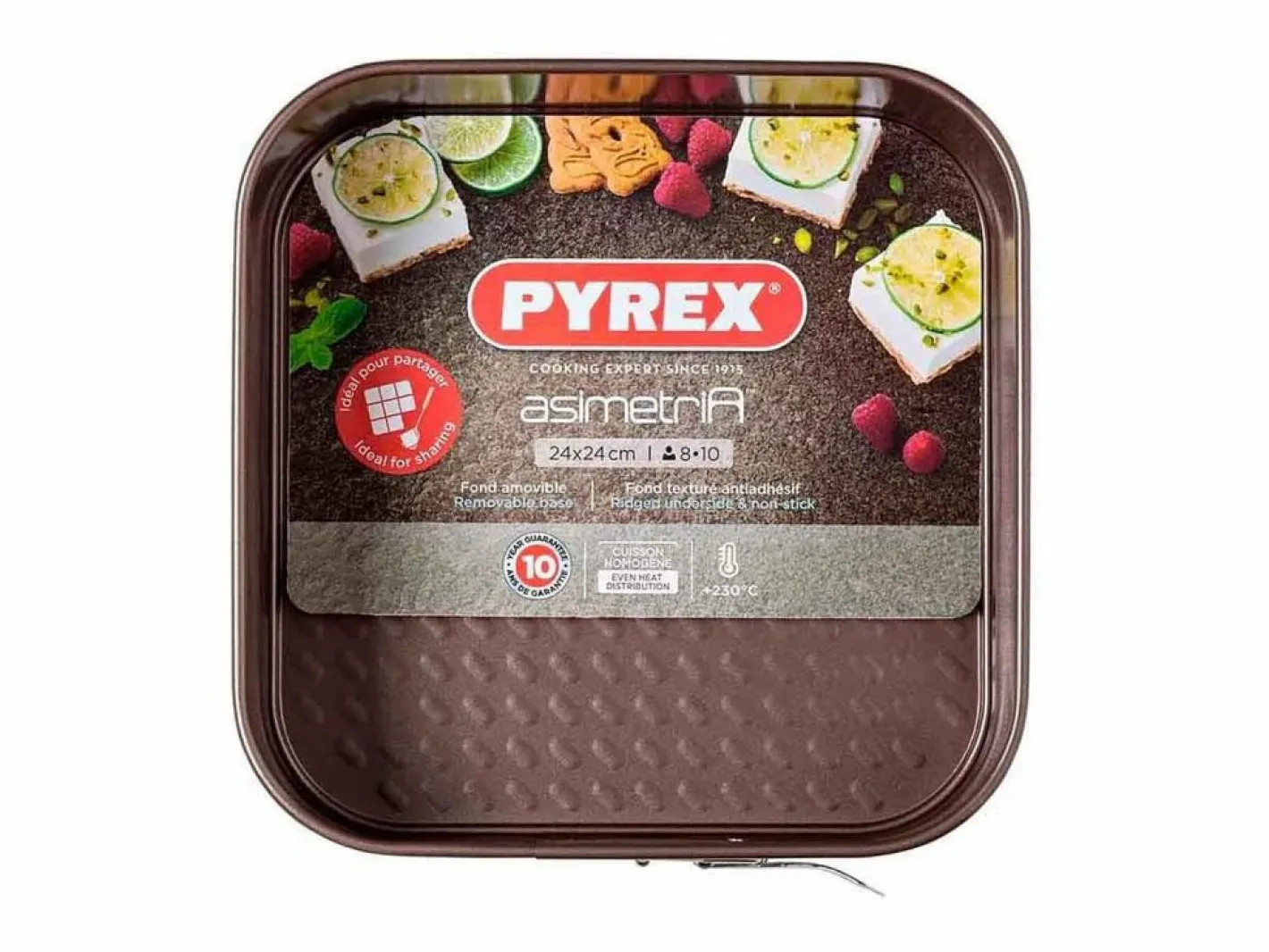 Pyrex Molde cuadrado desmontable Asimetría antiadherente inox 7x24x24 cm Gris Best