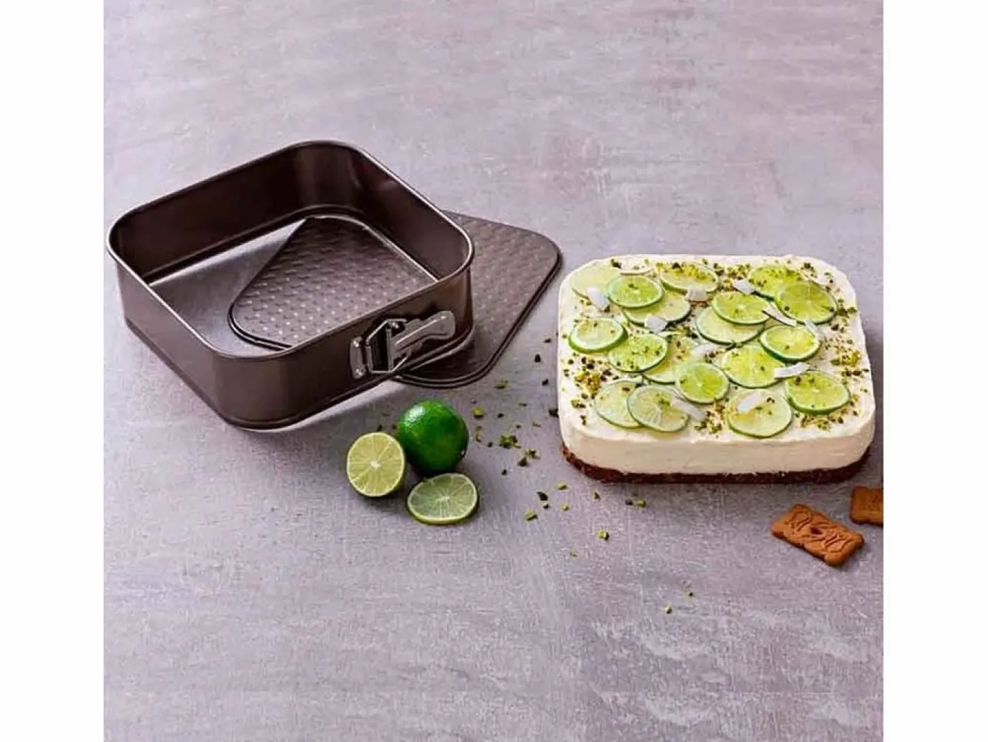 Pyrex Molde cuadrado desmontable Asimetría antiadherente inox 7x24x24 cm Gris Best