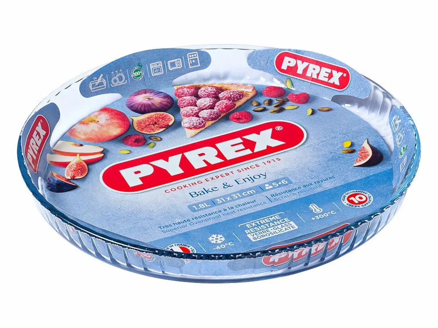 Pyrex Molde plano de tarta para horno Classic redondo vidrio Ø31x4 cm Transparente Sale
