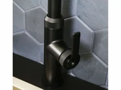 Essebagno Molette Mezclador de fregadero con teleducha extraíble en mate Negro Hot