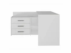 TOPESHOP MOLINE - Escritorio esquinero con almacenaje - 3 cajones + 2 estantes - 120x50x76 cm - Escritorio para ordenador Blanco Online