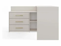 TOPESHOP Mesa De Ordenador|MOLINE - Escritorio esquinero con almacenaje - 3 cajones + 2 estantes - 120x50x76 cm - Escritorio para ordenador
