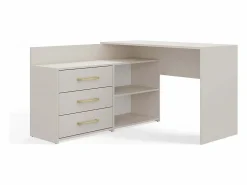 TOPESHOP Mesa De Ordenador|MOLINE - Escritorio esquinero con almacenaje - 3 cajones + 2 estantes - 120x50x76 cm - Escritorio para ordenador